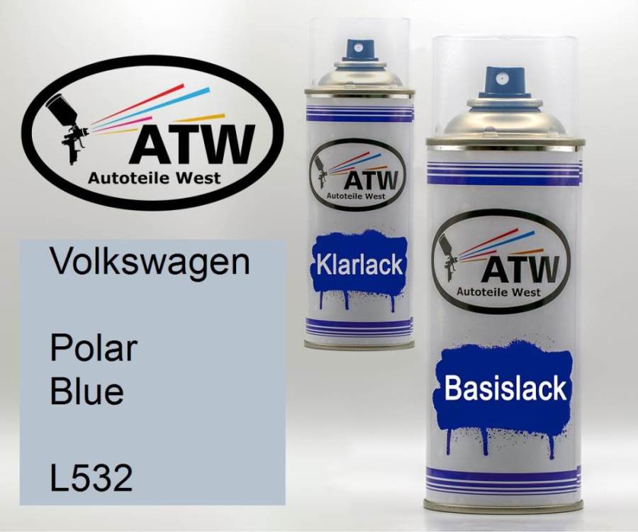 Volkswagen, Polar Blue, L532: 400ml Sprühdose + 400ml Klarlack - Set, von ATW Autoteile West.